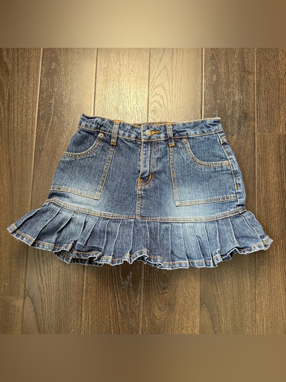 Y2K‎ Zana Di Denim Ruffle Pleated Mini Skirt Youth 14